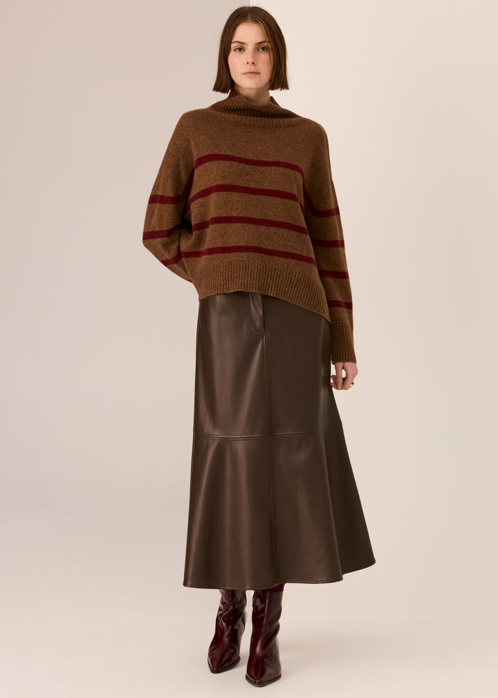 POL Clothing | Astor Stripe Knit | Toffee / Wine - Dutch Hideout