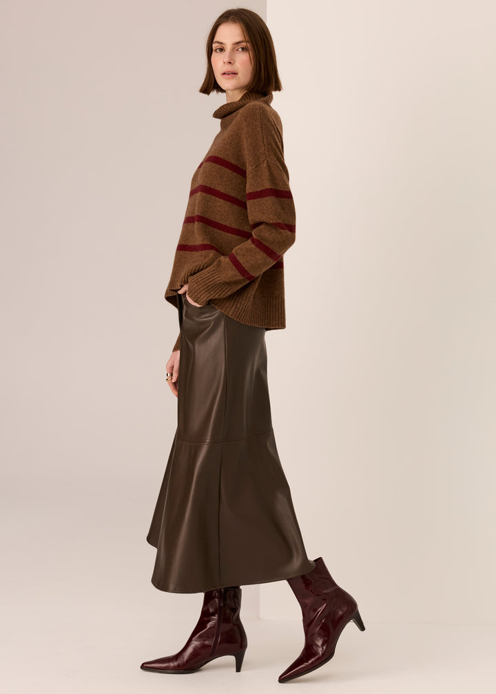 POL Clothing | Astor Stripe Knit | Toffee / Wine - Dutch Hideout