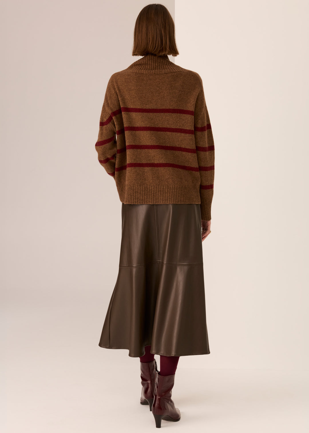 POL Clothing | Astor Stripe Knit | Toffee / Wine - Dutch Hideout