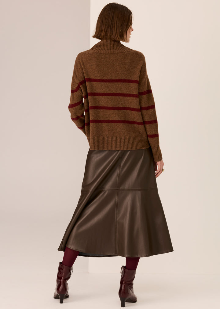 POL Clothing | Astor Stripe Knit | Toffee / Wine - Dutch Hideout