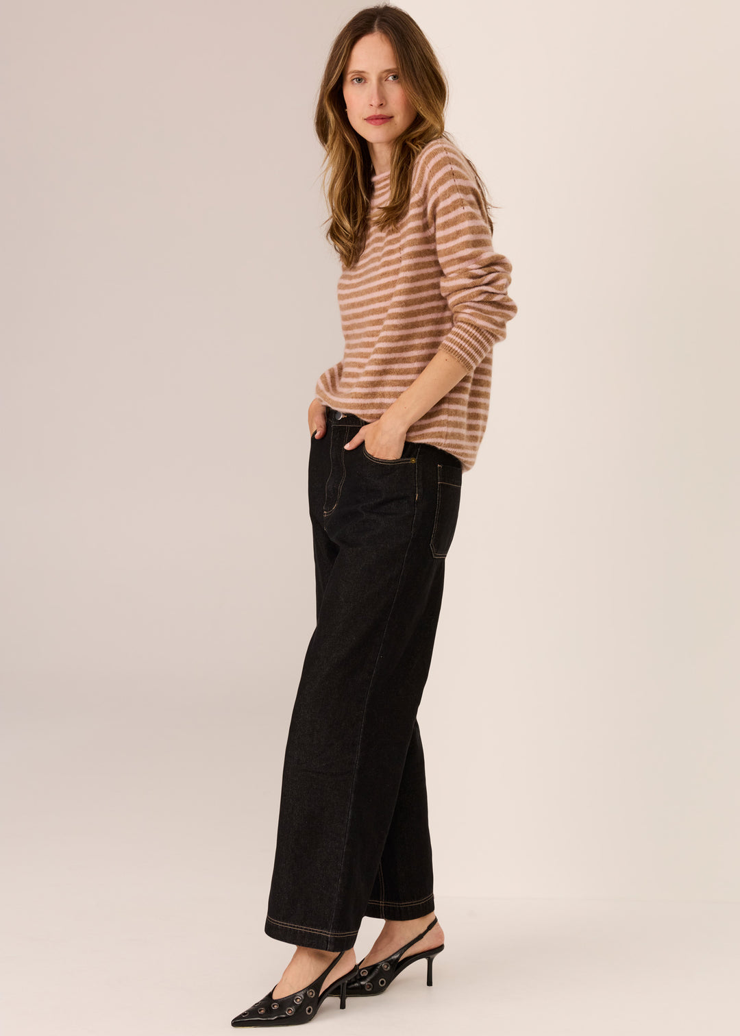 POL Clothing | Carmel Stripe Knit | Camel / Blush - Dutch Hideout