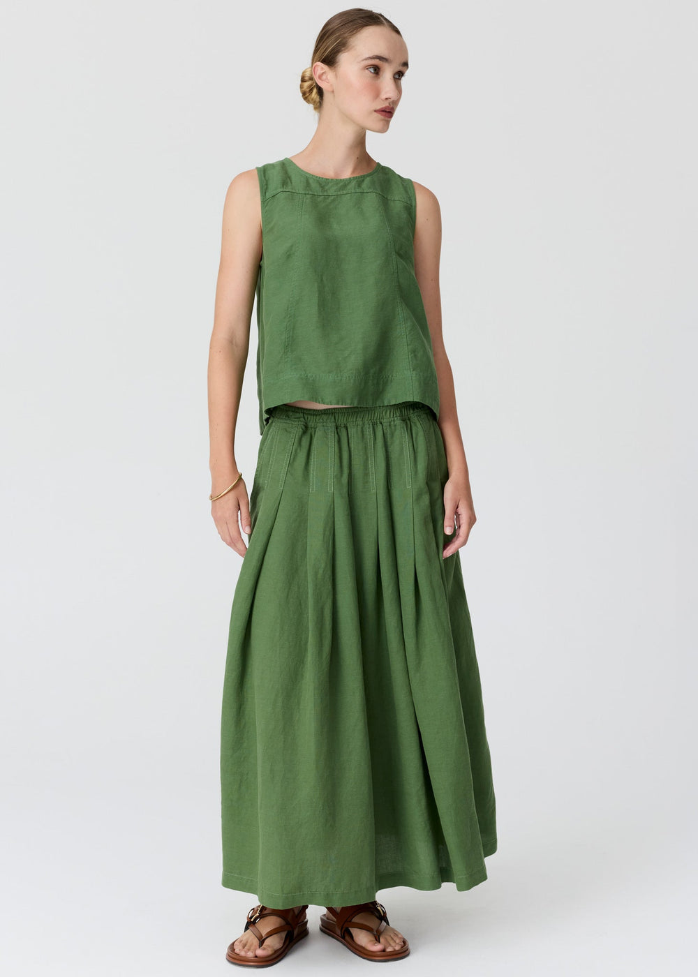 POL Frankie Pleat Skirt Fern