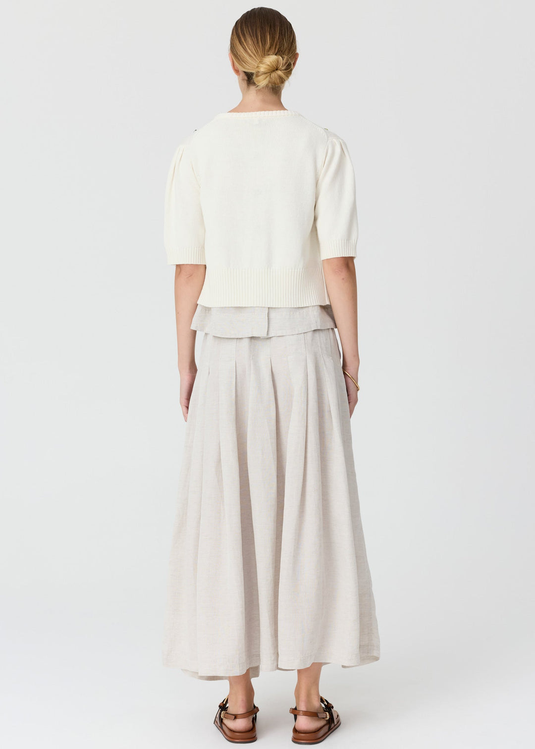 POL Viloa Beaded Short Sleeve Cardigan Chalk