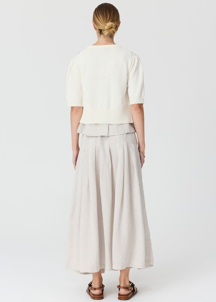 POL Viloa Beaded Short Sleeve Cardigan Chalk