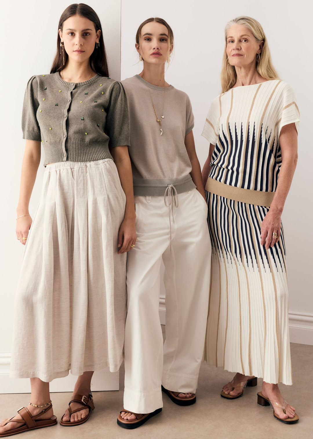 POL Viloa Beaded Short Sleeve Cardigan Moss