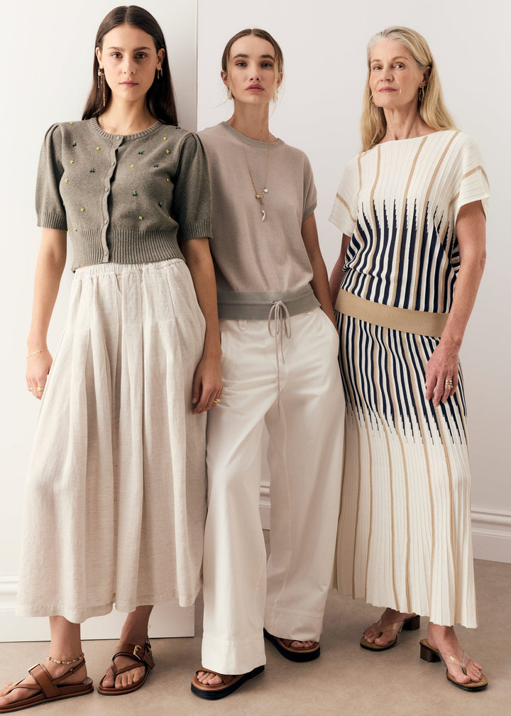 POL Viloa Beaded Short Sleeve Cardigan Moss
