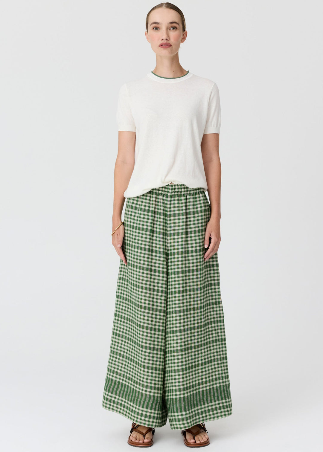 POL Dillon Tee with Tipping Chalk/Fern