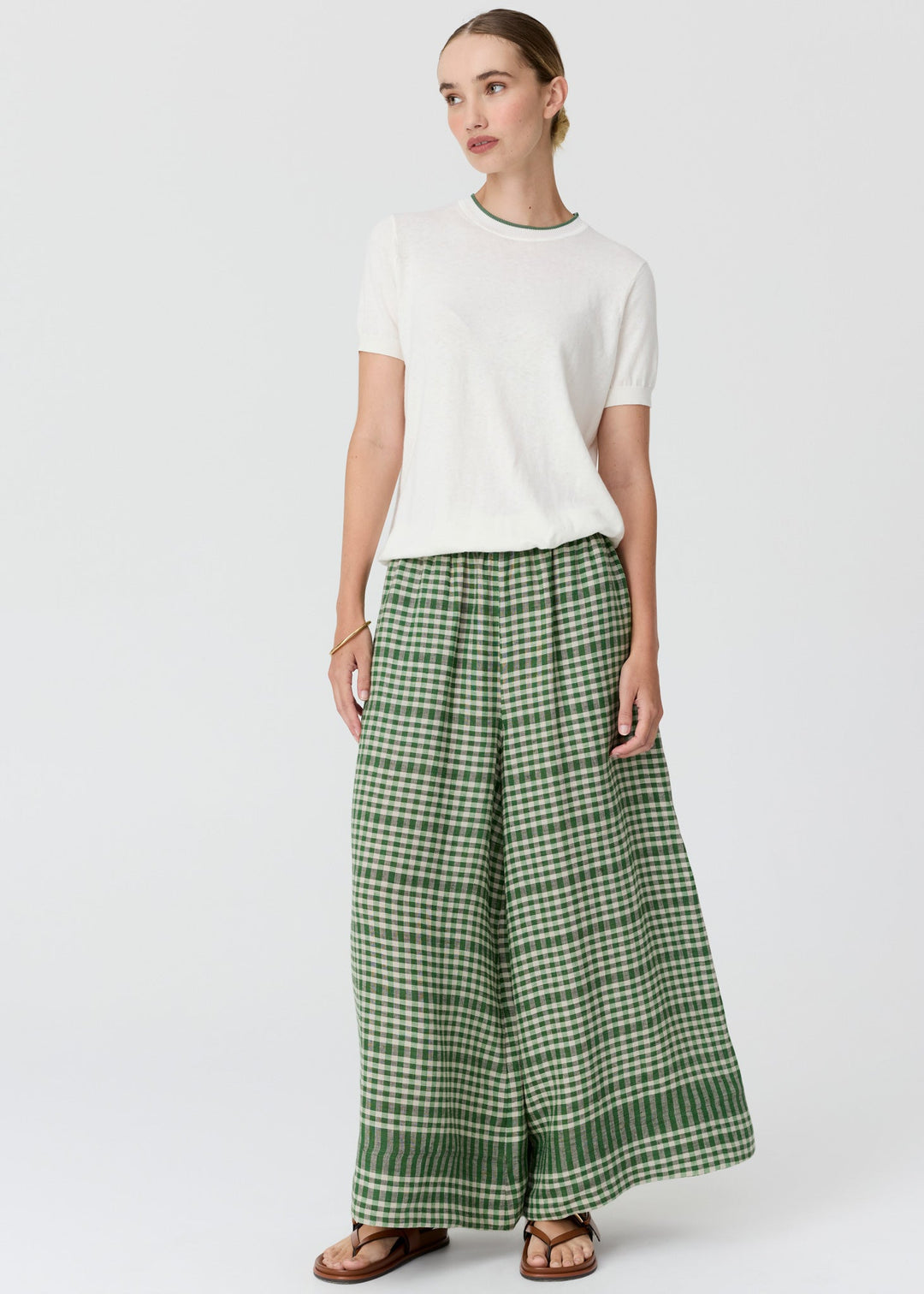 POL Dillon Tee with Tipping Chalk/Fern