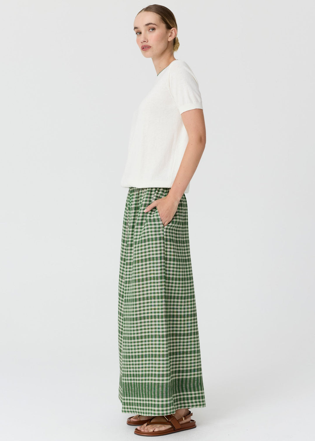 POL Dillon Tee with Tipping Chalk/Fern