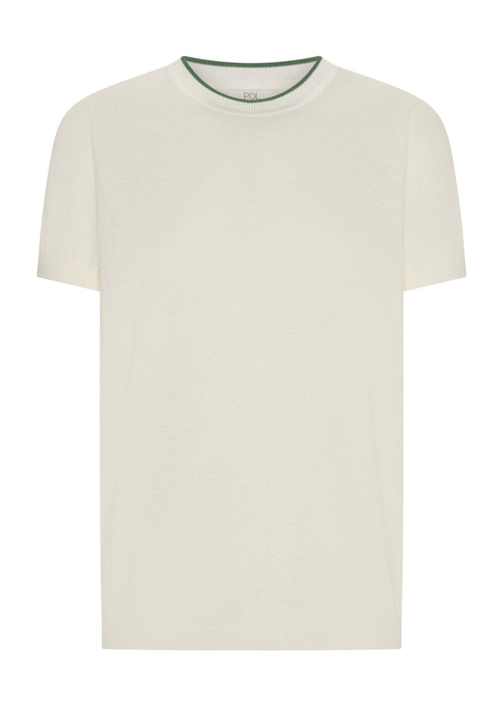 POL Dillon Tee with Tipping Chalk/Fern