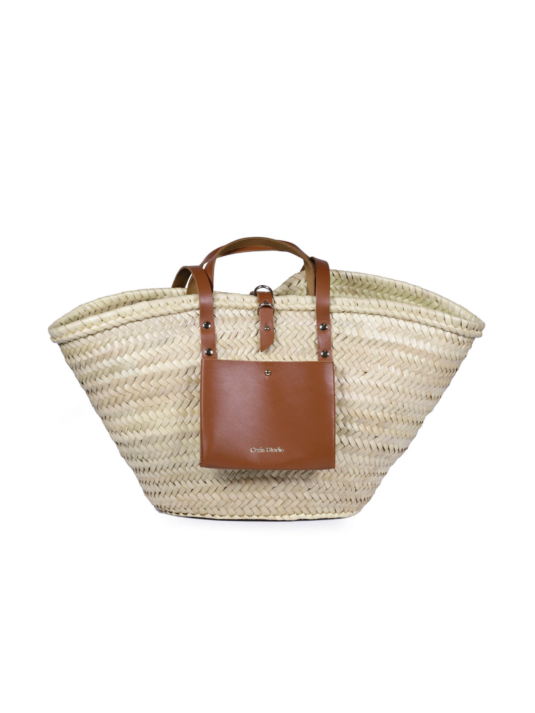 Craie Studio | Panier II Doum & Calf Leather Basket | Tan