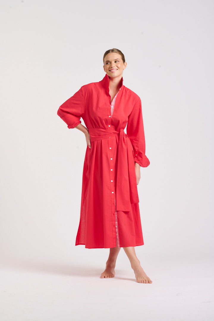 Shirty | The Pippa Oversized Longline Dress | Red / Pink Trim