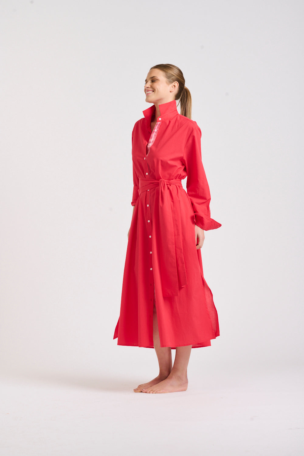 Shirty | The Pippa Oversized Longline Dress | Red / Pink Trim