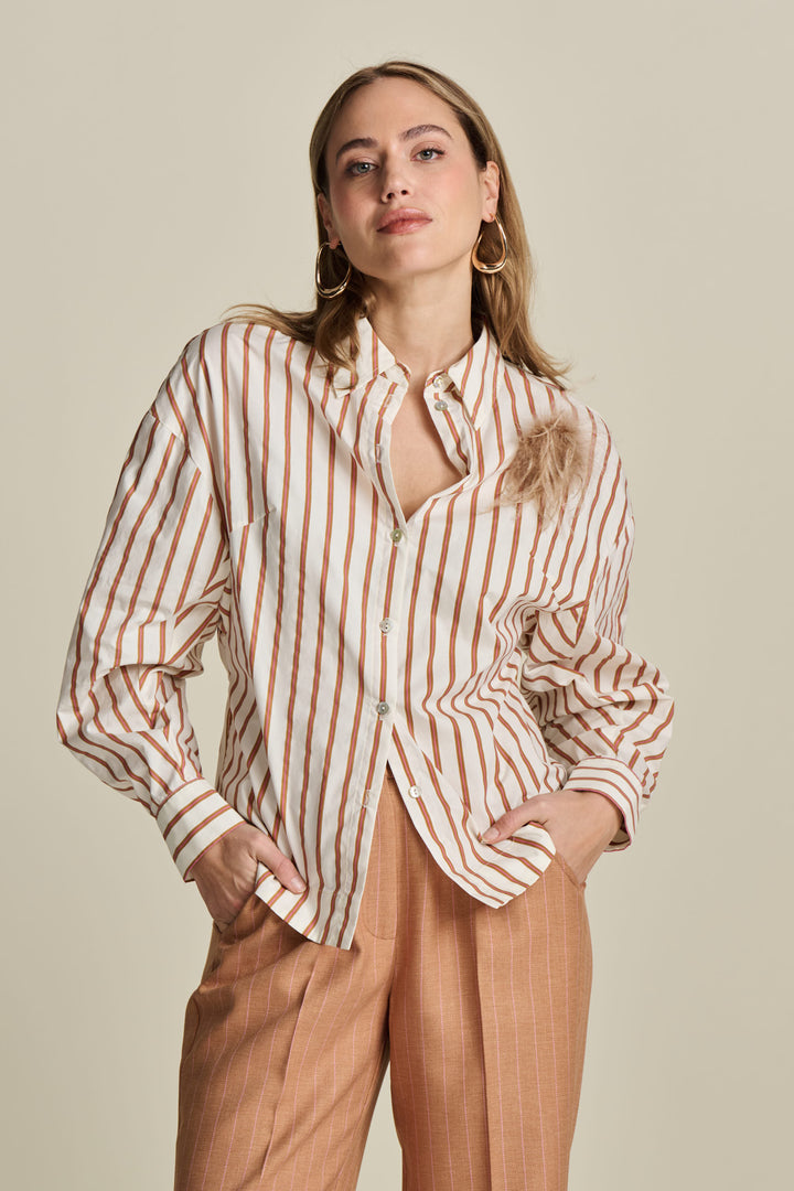 POM Amsterdam | Blouse-Striped Poplin | White