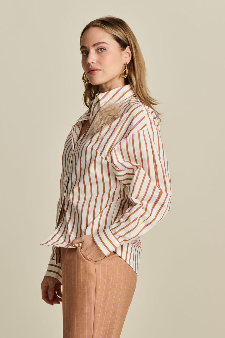 POM Amsterdam | Blouse-Striped Poplin | White