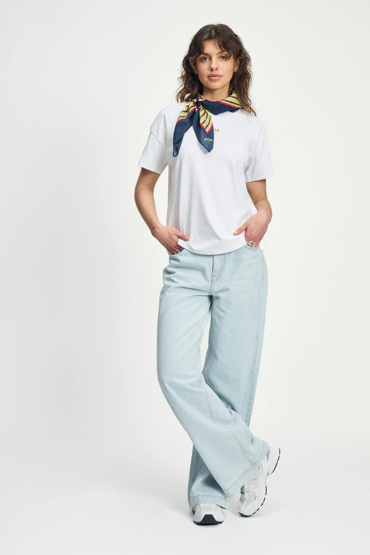 Pom Amsterdam | Shawl | Pom Stripes Cream | White