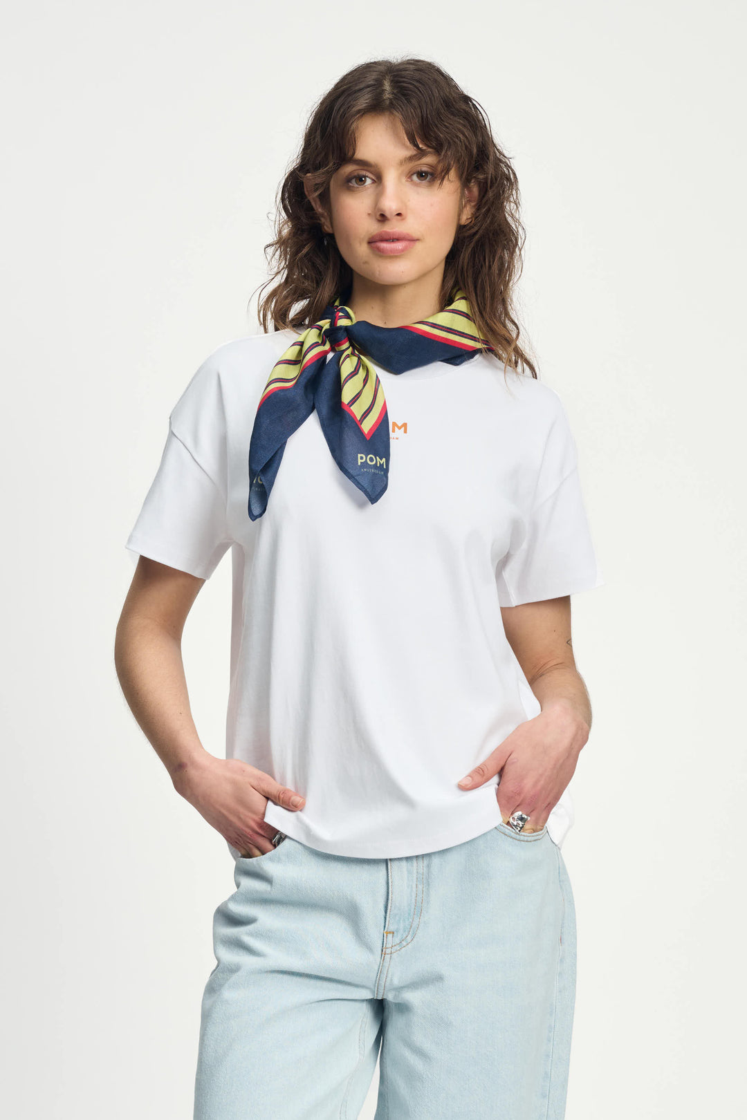 Pom Amsterdam | Shawl | Pom Stripes Cream | White