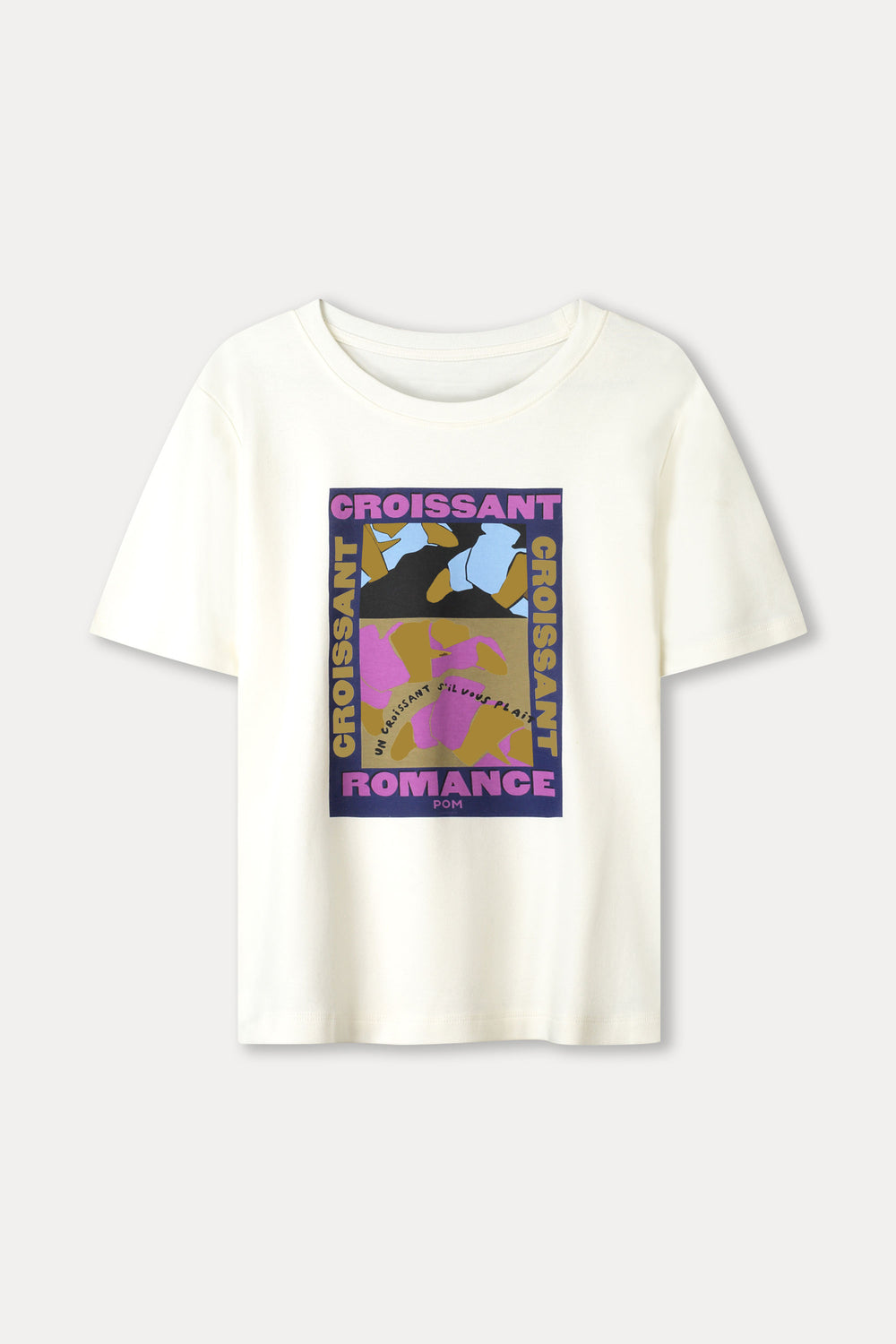 POM Amsterdam | T Shirt - Croissant Romance | White - Dutch Hideout