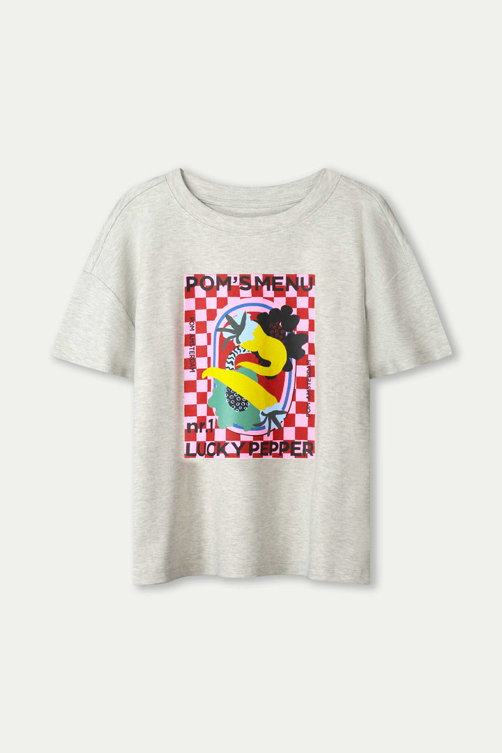 POM Amsterdam | T Shirt - Pom's Menu | Grey - Dutch Hideout