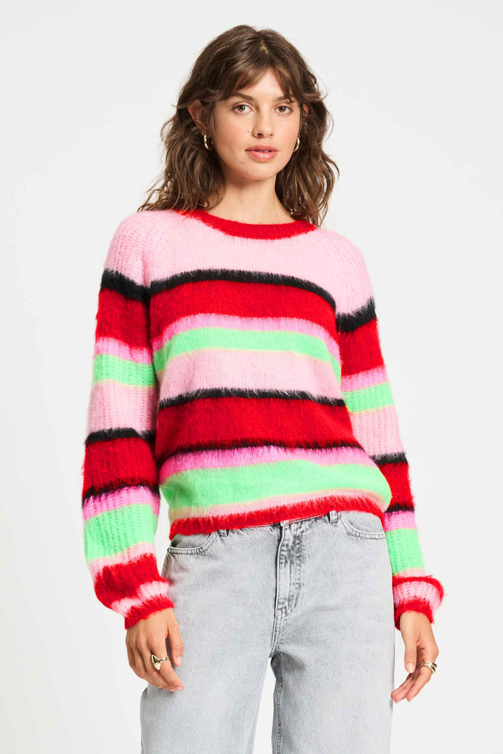 POM Amsterdam | Pullover - Brushed Stripes Green | Multi-Coloured - Dutch Hideout