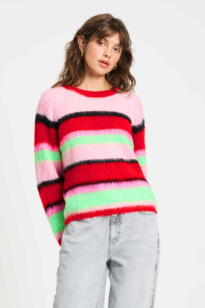POM Amsterdam | Pullover - Brushed Stripes Green | Multi-Coloured - Dutch Hideout