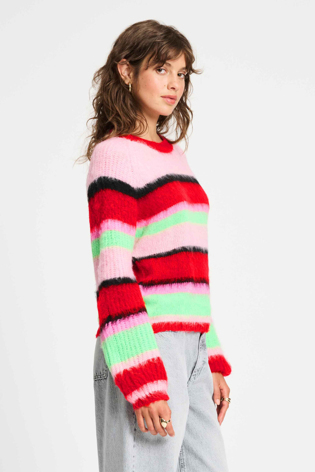 POM Amsterdam | Pullover - Brushed Stripes Green | Multi-Coloured - Dutch Hideout