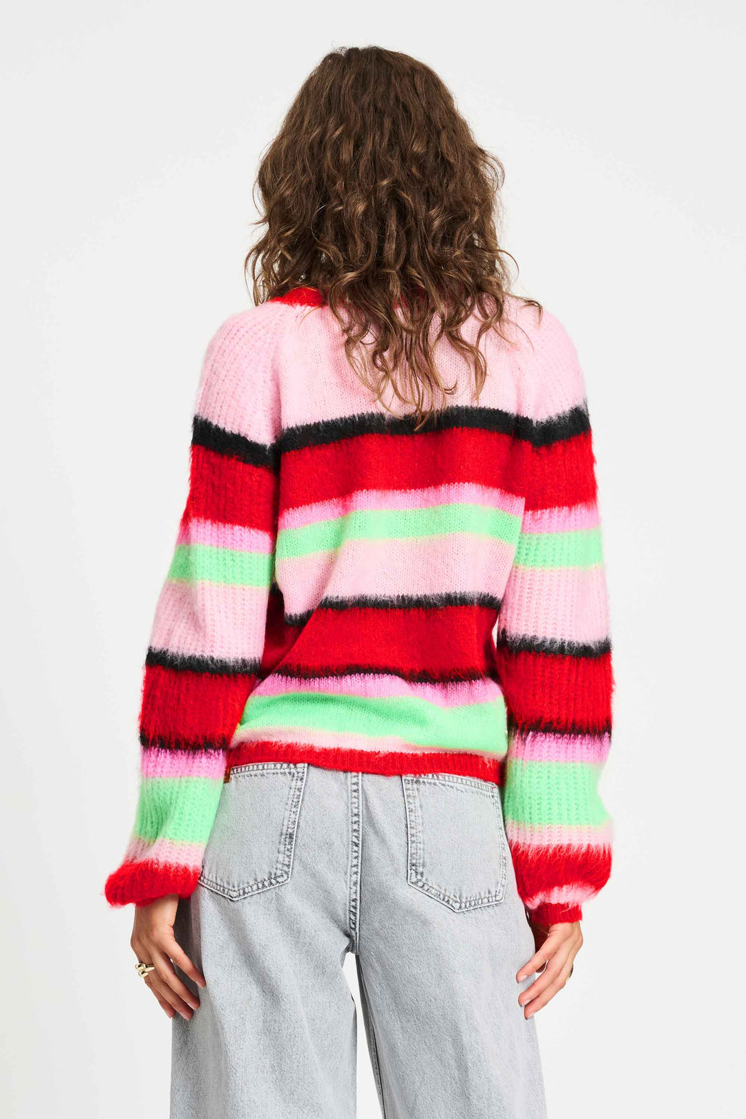 POM Amsterdam | Pullover - Brushed Stripes Green | Multi-Coloured - Dutch Hideout