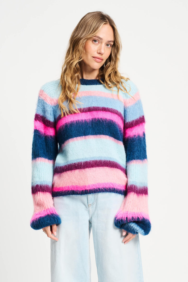 POM Amsterdam | Pullover - Brushed Stripes Blue | Multi-Coloured - Dutch Hideout