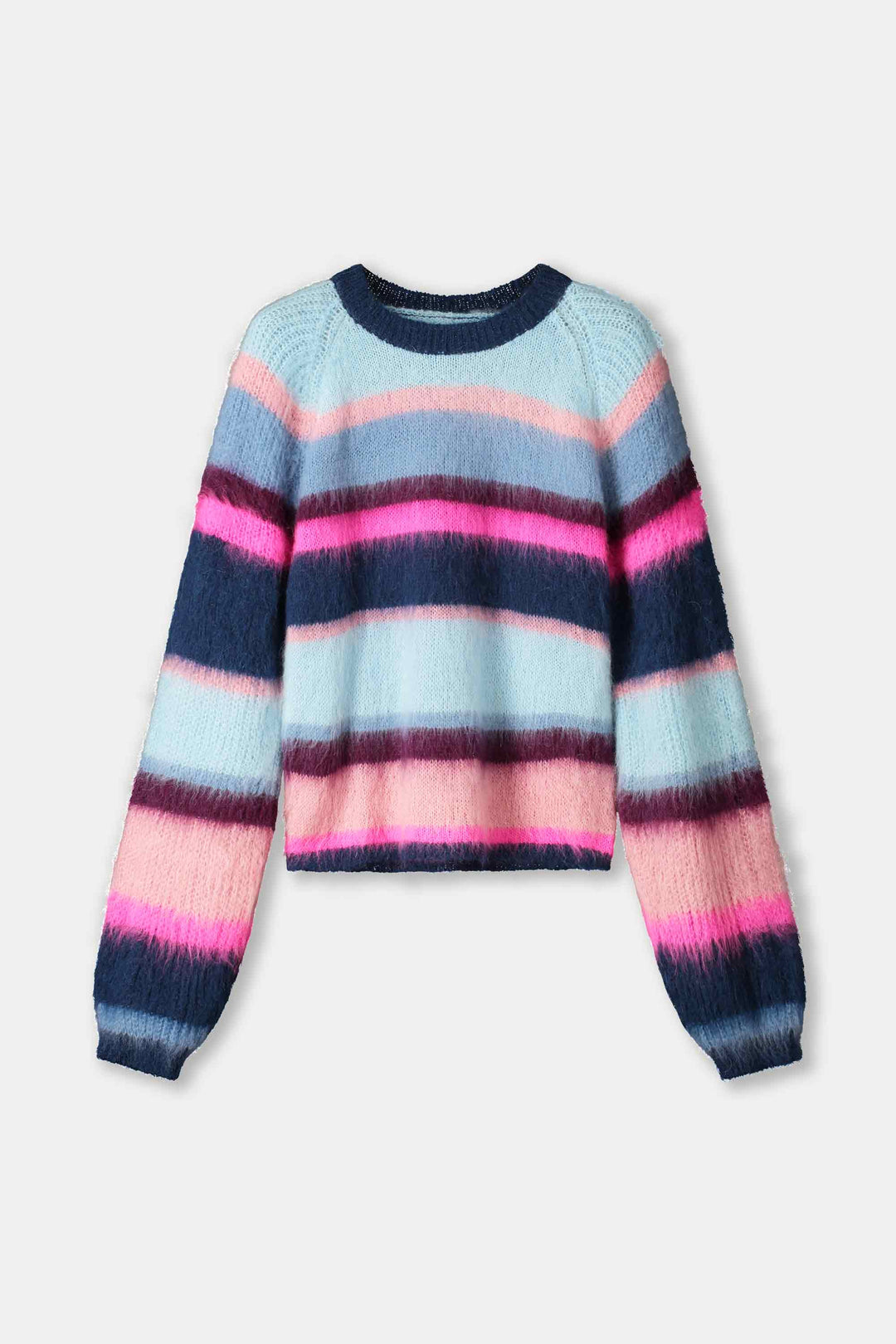 POM Amsterdam | Pullover - Brushed Stripes Blue | Multi-Coloured - Dutch Hideout