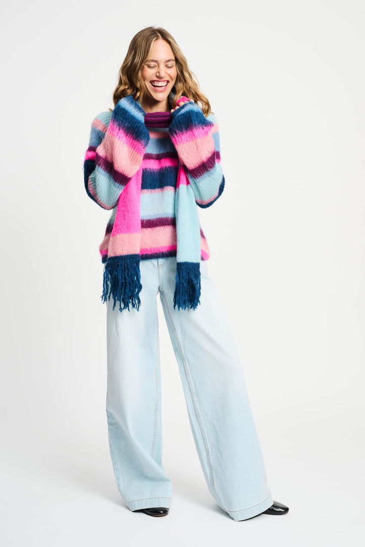 POM Amsterdam | Pullover - Brushed Stripes Blue | Multi-Coloured - Dutch Hideout