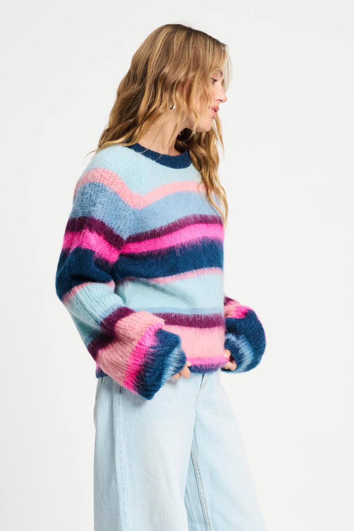 POM Amsterdam | Pullover - Brushed Stripes Blue | Multi-Coloured - Dutch Hideout