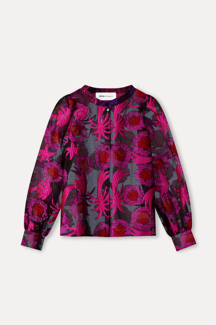 POM Amsterdam | Blouse - Splashing Fireworks Organza | Pink - Dutch Hideout