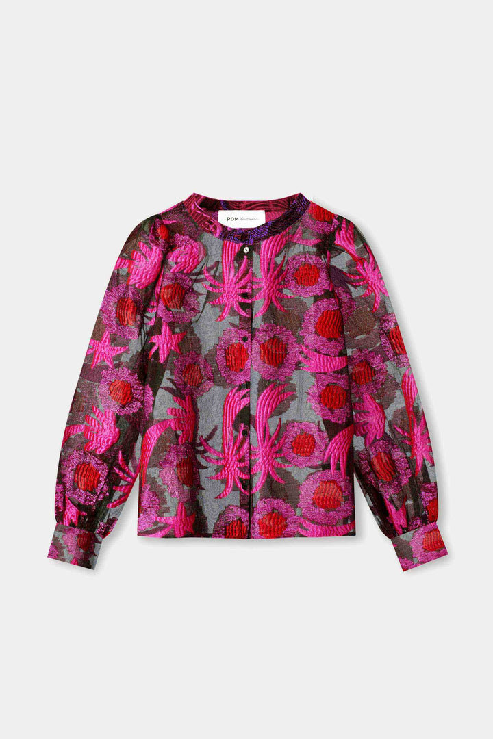 POM Amsterdam | Blouse - Splashing Fireworks Organza | Pink - Dutch Hideout