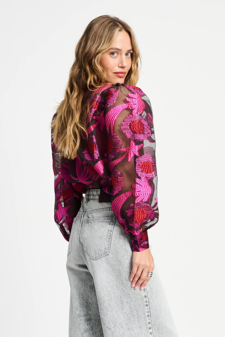 POM Amsterdam | Blouse - Splashing Fireworks Organza | Pink - Dutch Hideout