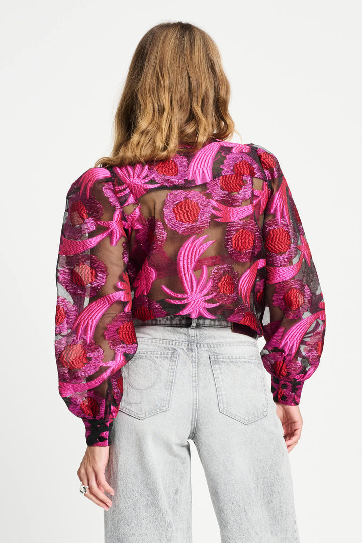 POM Amsterdam | Blouse - Splashing Fireworks Organza | Pink - Dutch Hideout