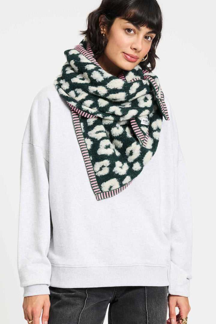 POM Amsterdam | Shawl Leopard Green | Green - Dutch Hideout