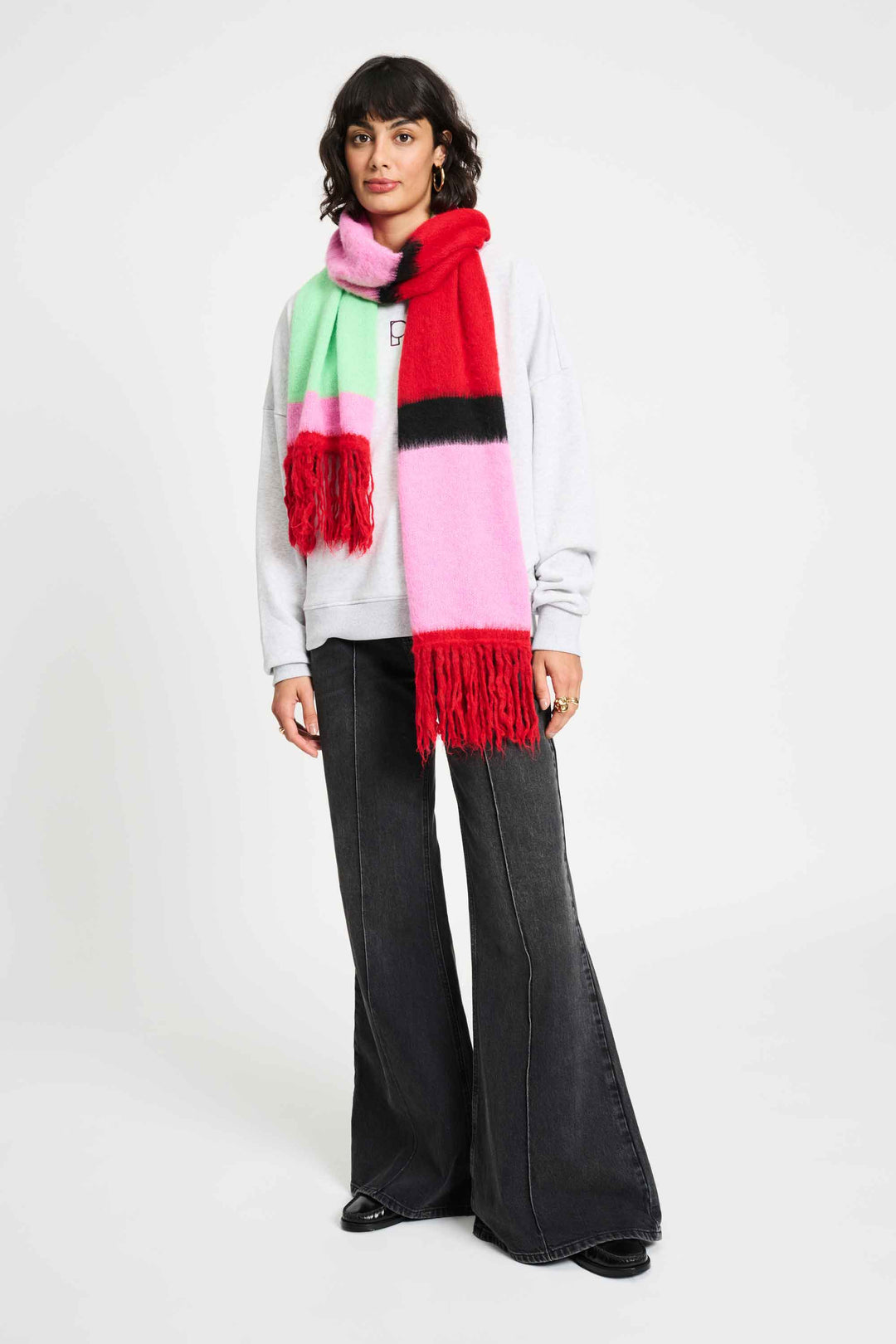POM Amsterdam | Shawl Brushed Stripes - Green | Multi-Coloured - Dutch Hideout