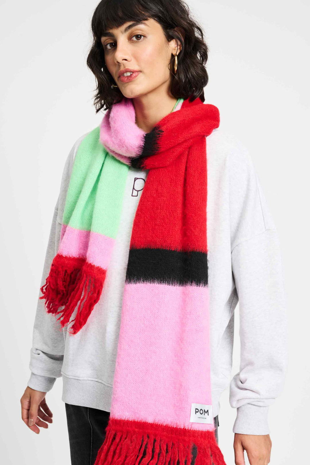 POM Amsterdam | Shawl Brushed Stripes - Green | Multi-Coloured - Dutch Hideout