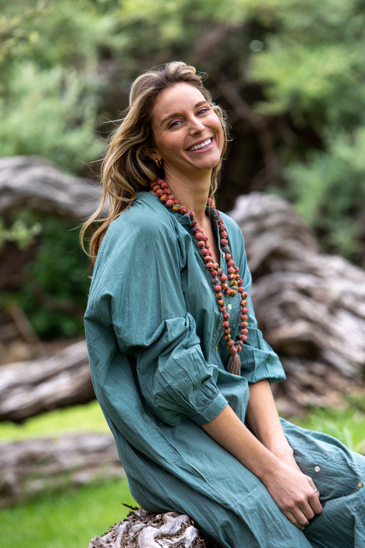 Mandalay Designs | Bell Shirtmaker Dress | Wasabi