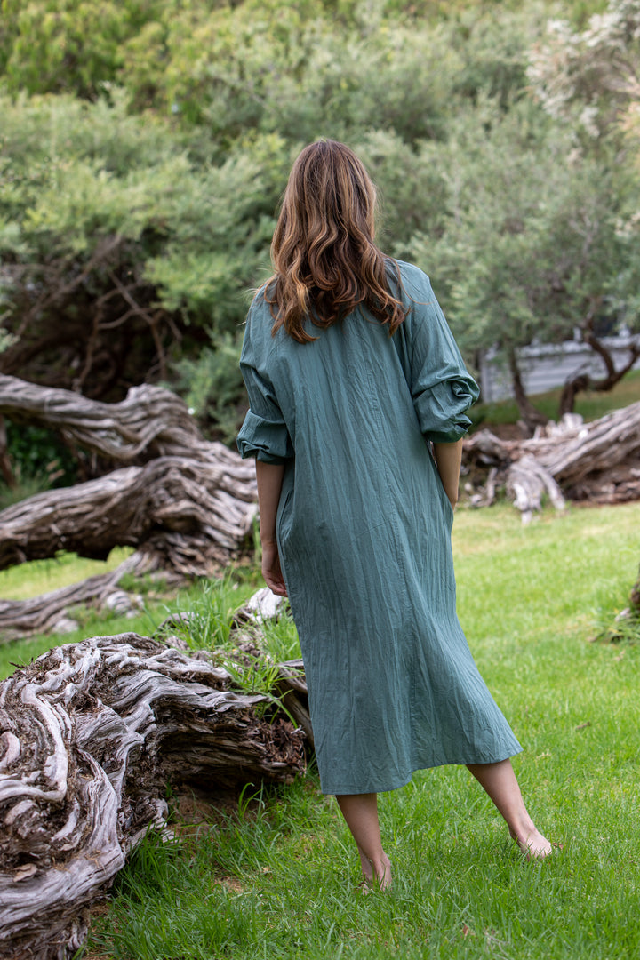 Mandalay Designs | Bell Shirtmaker Dress | Wasabi