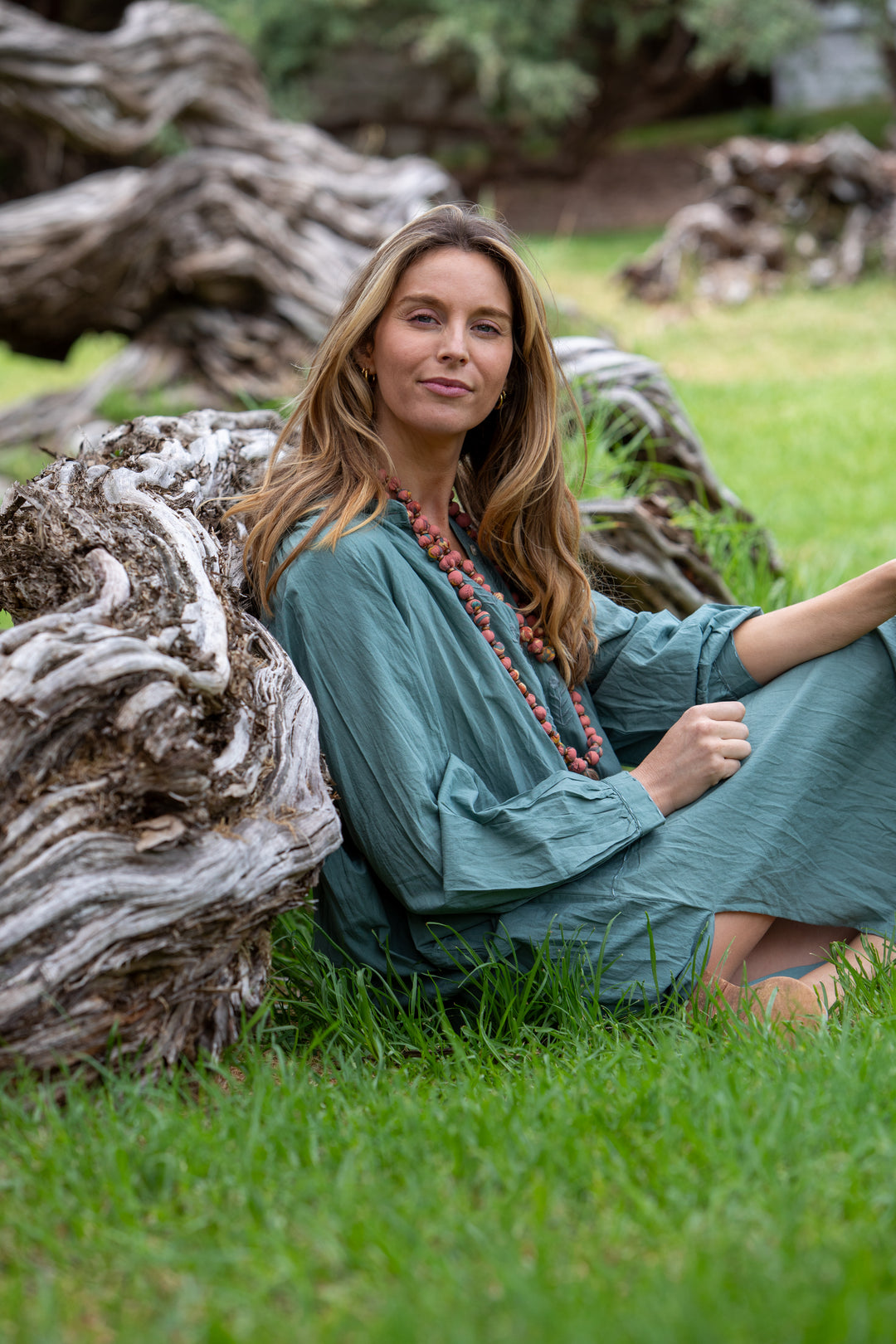 Mandalay Designs | Bell Shirtmaker Dress | Wasabi