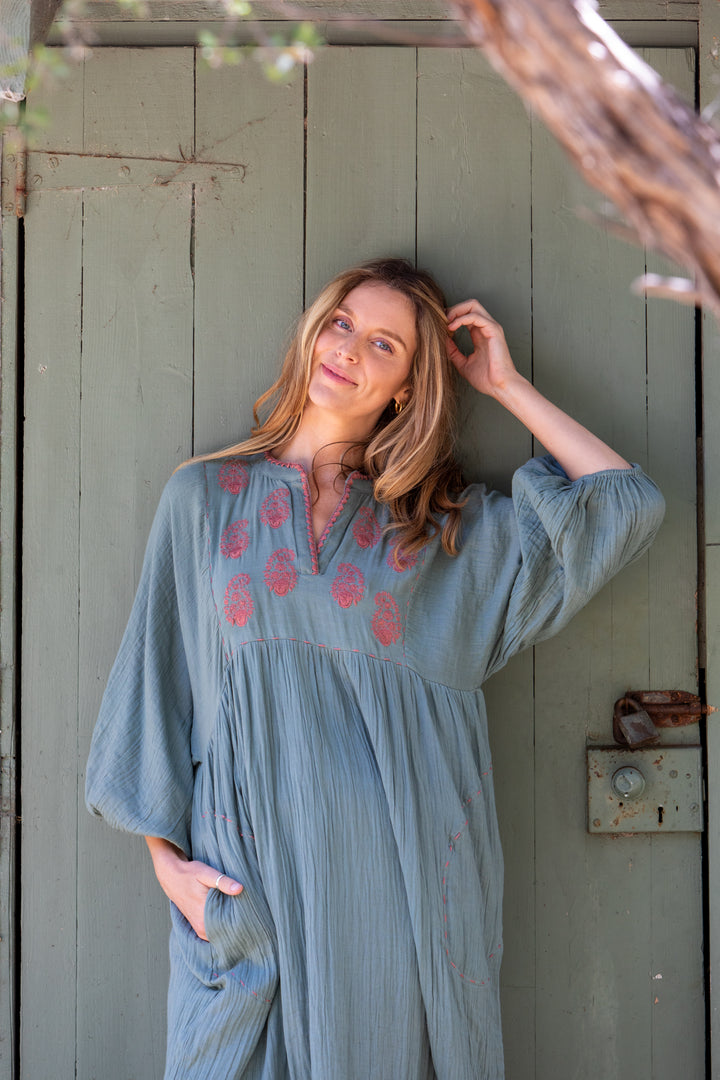 Mandalay Designs | Paisley Souq Dress | Wasabi