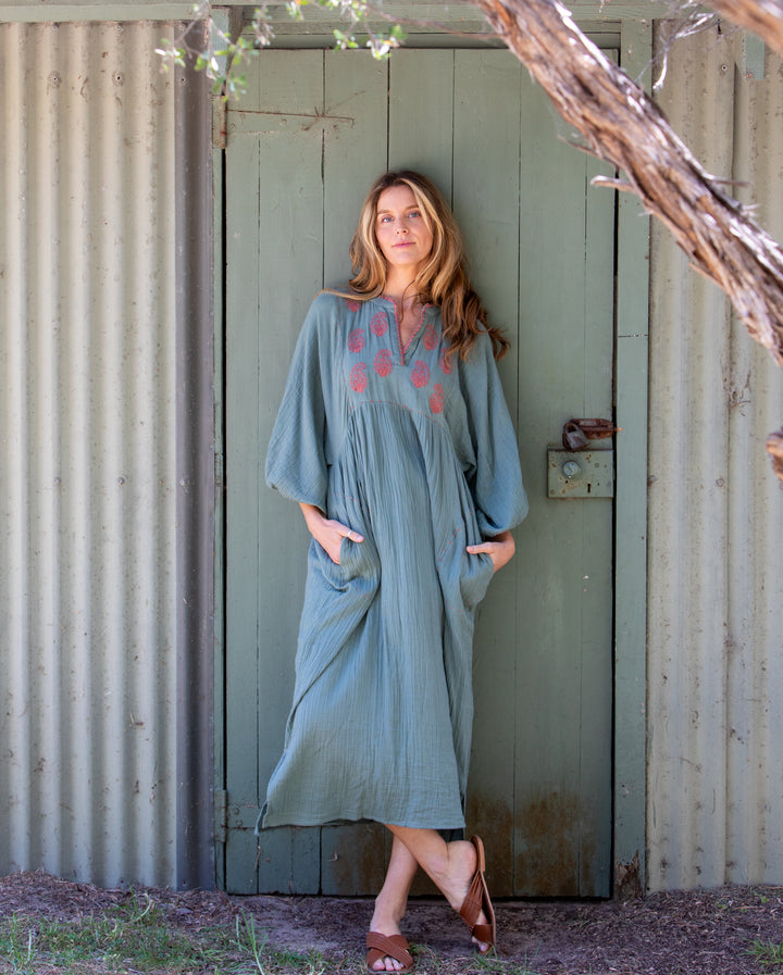 Mandalay Designs | Paisley Souq Dress | Wasabi