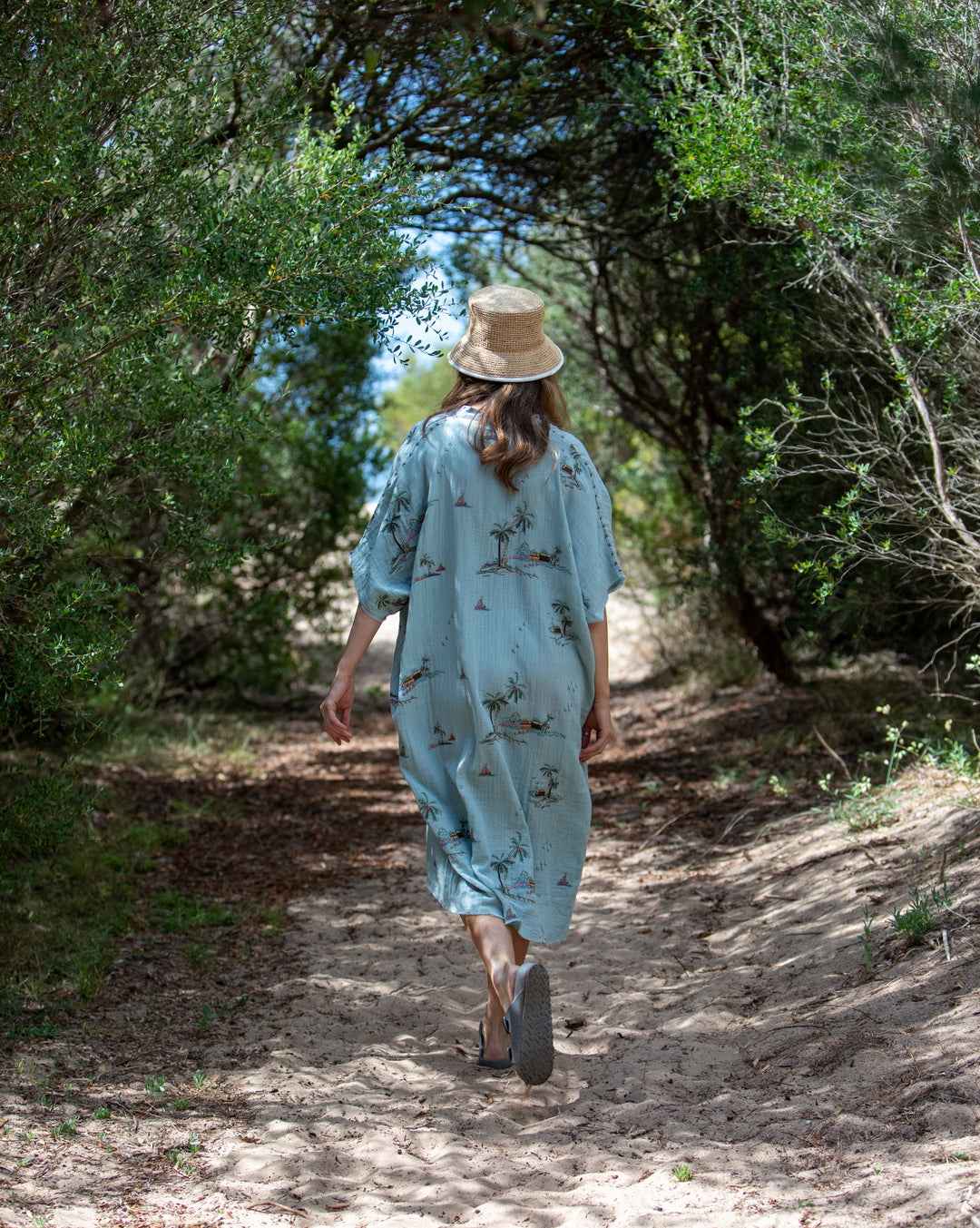 Mandalay Designs | Yas Palms Caftan | Powder Blue