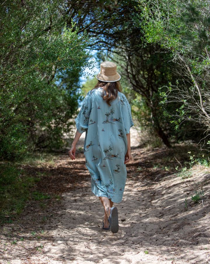 Mandalay Designs | Yas Palms Caftan | Powder Blue