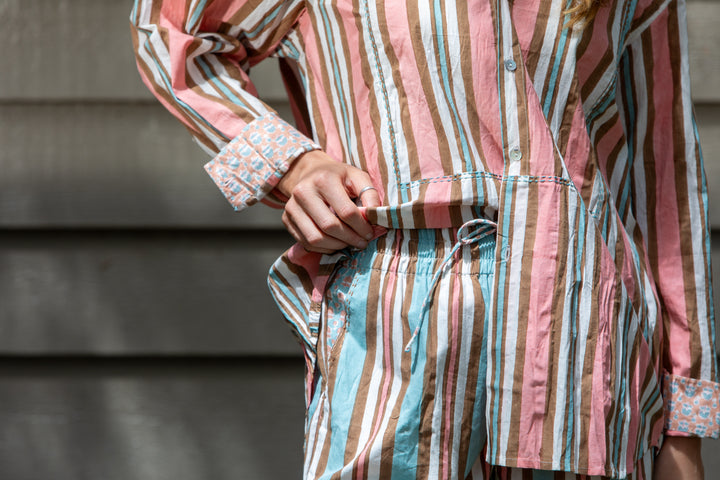 Mandalay Designs | Virginia Stripe Shirt | Coral