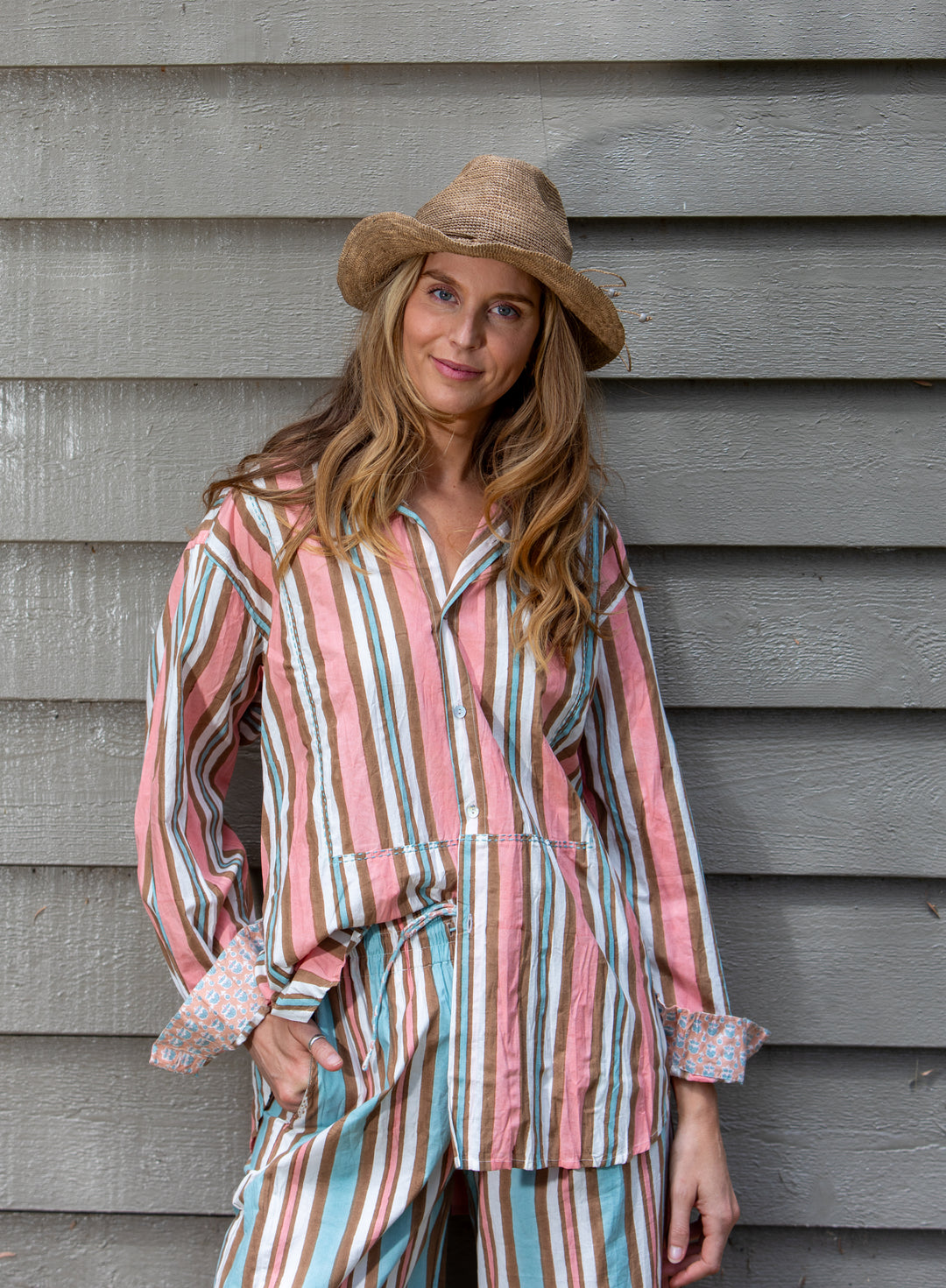 Mandalay Designs | Virginia Stripe Shirt | Coral