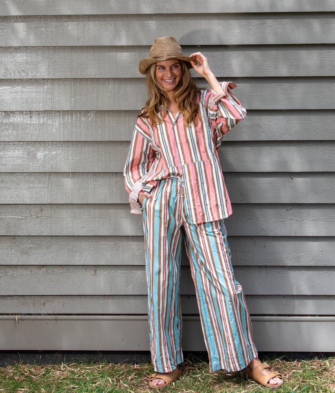 Mandalay Designs | Virginia Stripe Shirt | Coral