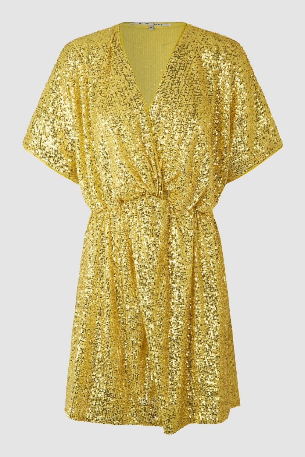 Second Female | Shine On Mini Dress | Golden Olive