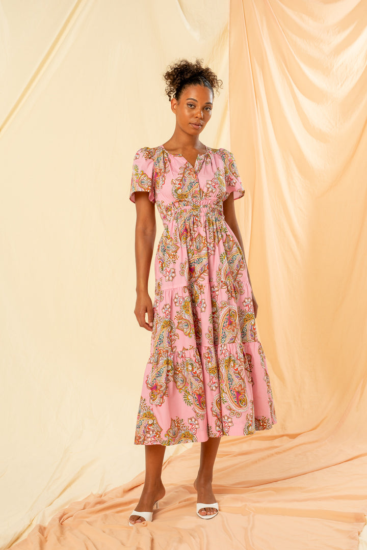 Kachel | Sally Midi Dress | Rosa Paisley